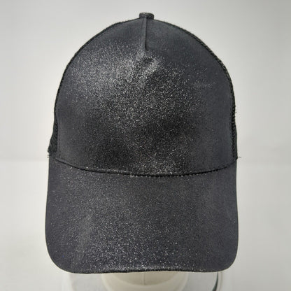 Unbranded Strapback Mesh Back Trucker Hat Black One Size Ponytail Blank
