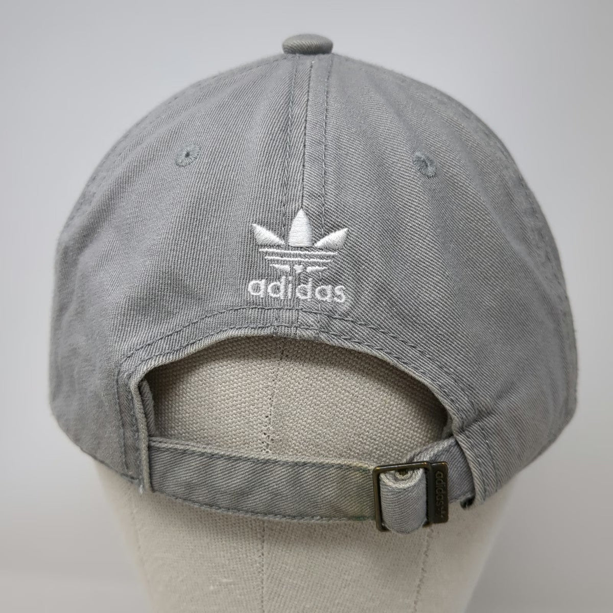 Adidas Baseball Cap Gray One Size Trefoil Logo Strapback Cotton Adjustable Hat