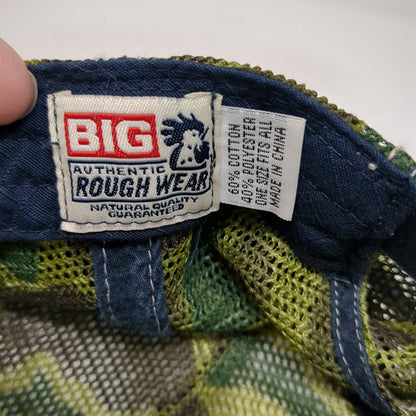 Big Authentic Rough Wear Trucker Hat Blue One Size Buck's Stop N Shop Camo Mesh