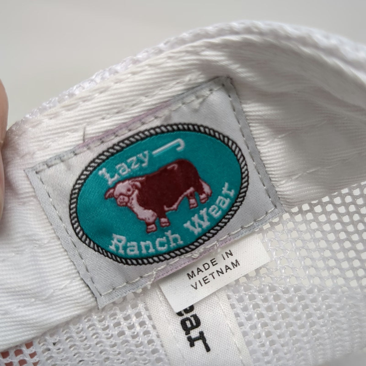 Lazy J Ranch Wear Trucker Hat White One Size Snapback Rope Patch Hereford Bull