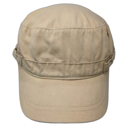 DPC Army Cap Beige One Size Cotton Hat Metal Eyelets Strapback Solid Blank