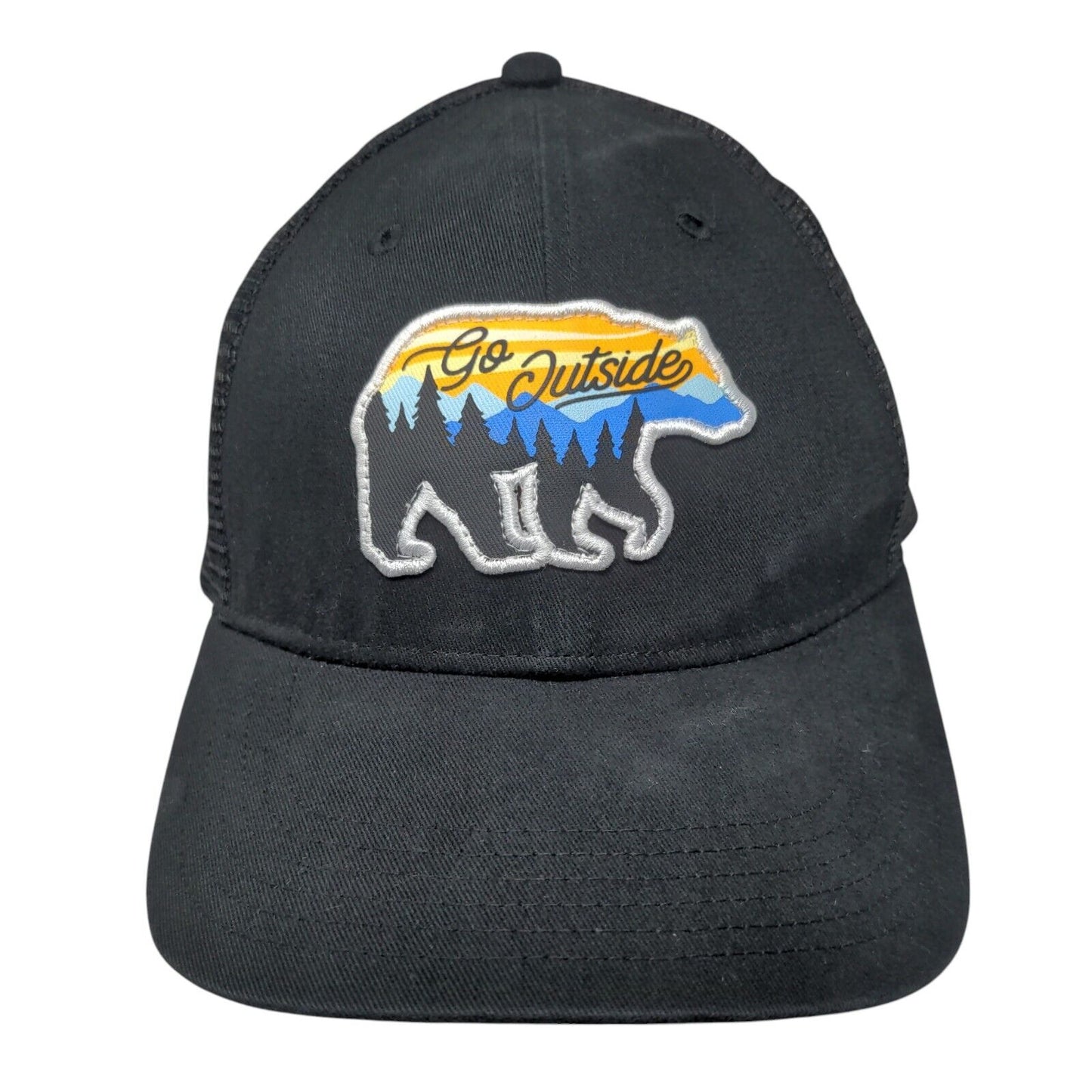 Go Outside Snapback Trucker Hat Black One Size Adjustable Mesh Back Avalanche