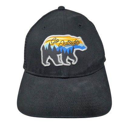 Go Outside Snapback Trucker Hat Black One Size Adjustable Mesh Back Avalanche