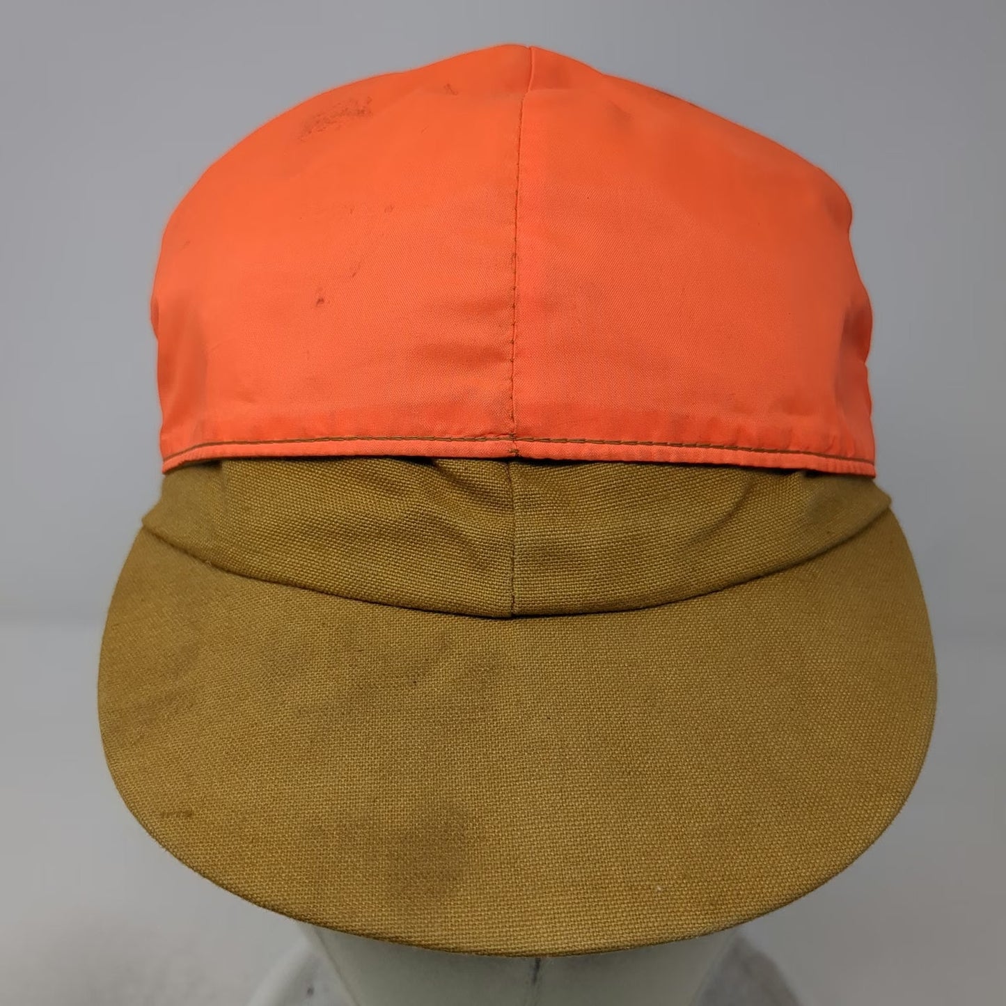 Dri-Duck Baseball Cap Orange Brown 6 3/4 Hunting Fitted Ear Flaps Hat Vintage