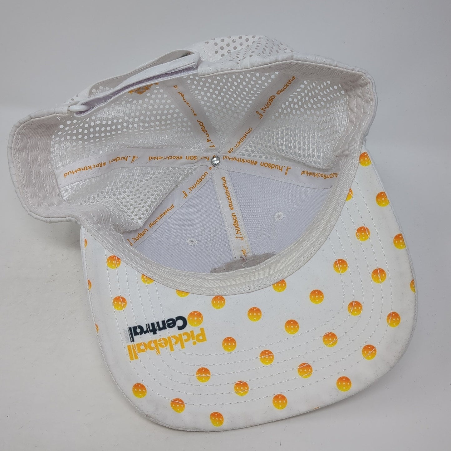 Pickleball Central Strapback Hat White One Size Adjustable Laser Cut