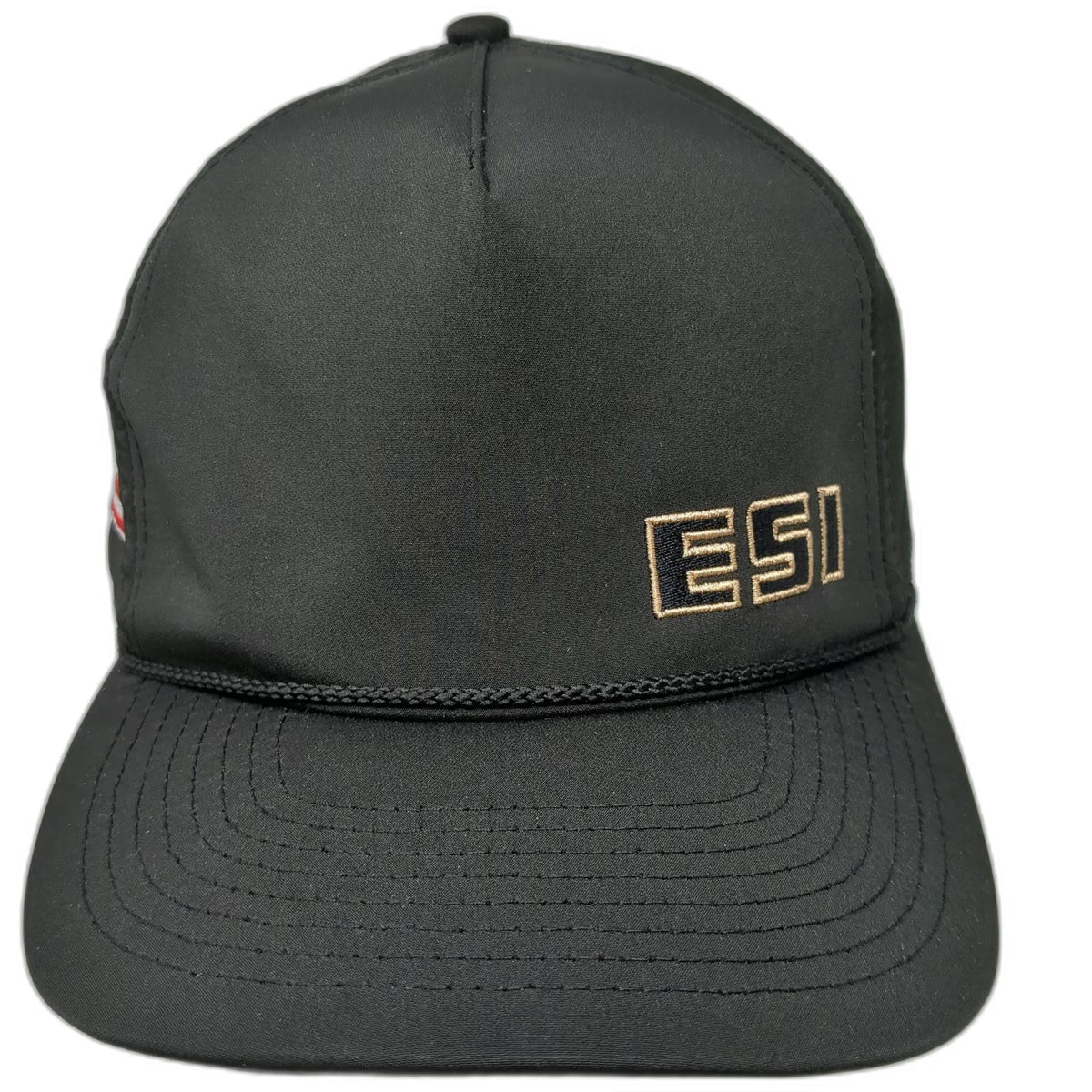 Imperial 5 Panel Black Hat One Size Snapback Rope Brim ESI USA Flag Golf Sport