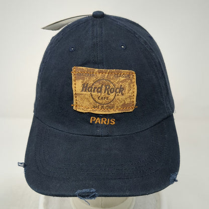 Hard Rock Cafe Baseball Cap Blue One Size Paris Distressed Strapback Cotton Hat