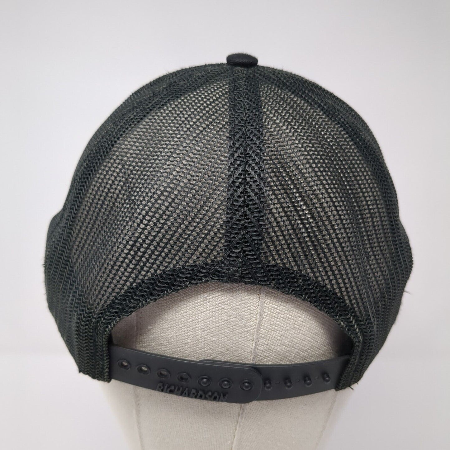 RF Snapback Trucker Hat Black One Size Adjustable Mesh Back Richardson