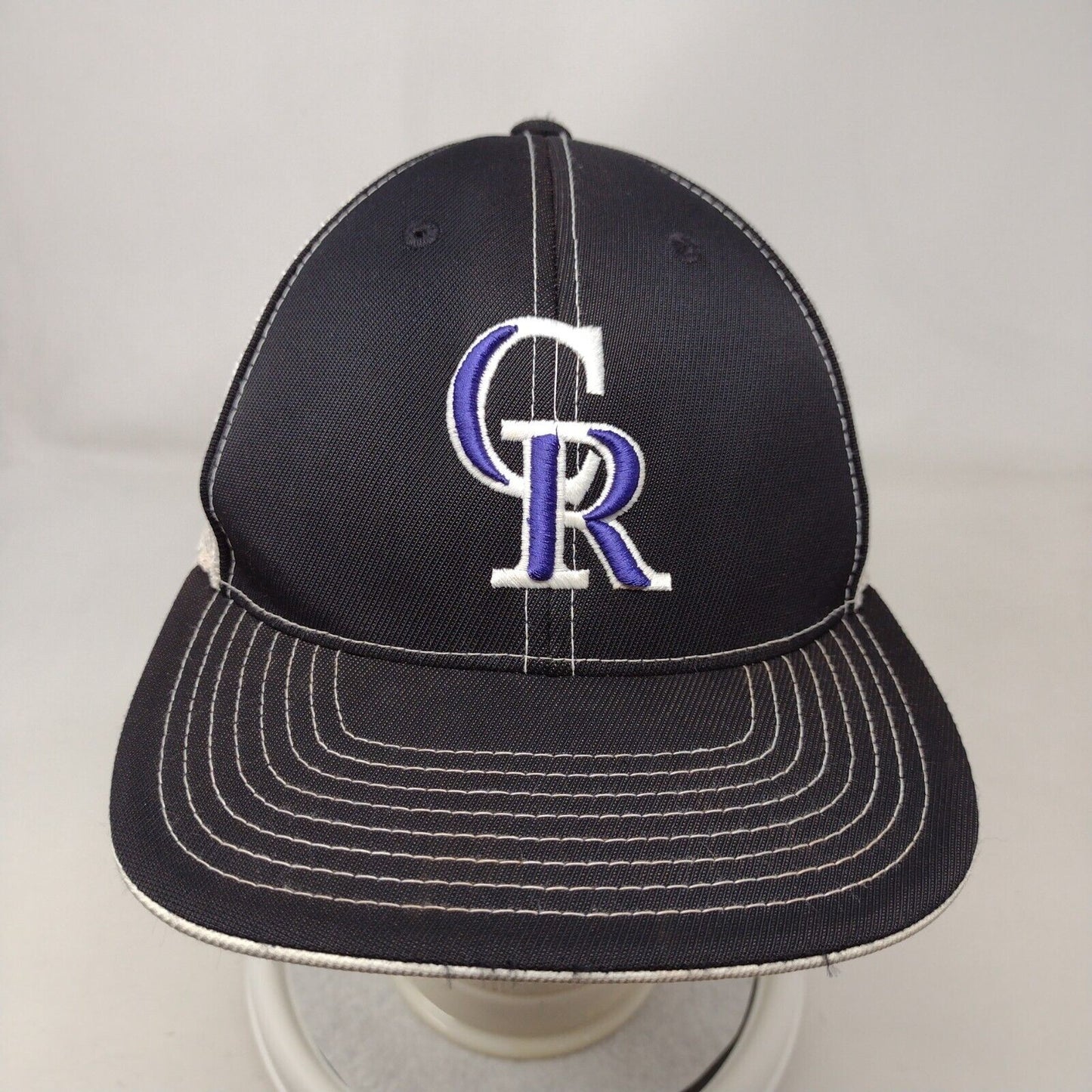 Idaho Rockies Fitted Mesh Back Trucker Hat Black SM-MED Embroidered