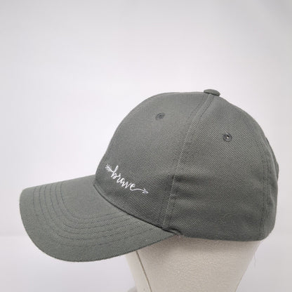 Brave Strapback Hat Gray One Size Adjustable Embroidered 6 Panel Polyester
