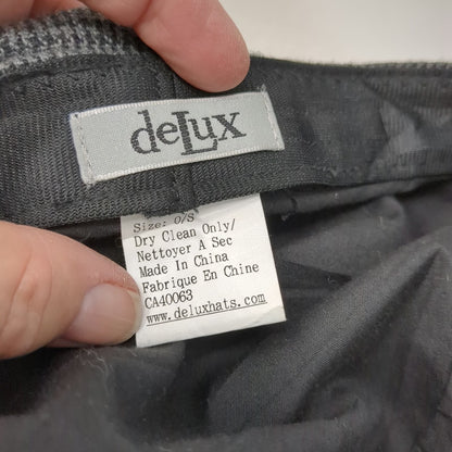 deLux Army Cap Gray One Size Flower Accent Micro Houndstooth Tweed Hat