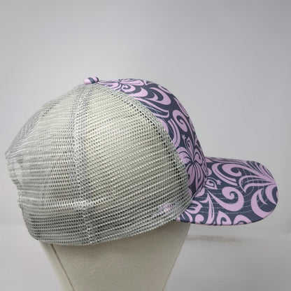 Happy Wahine Trucker Hat Purple Gray One Size Floral Hibiscus Pattern Snapback