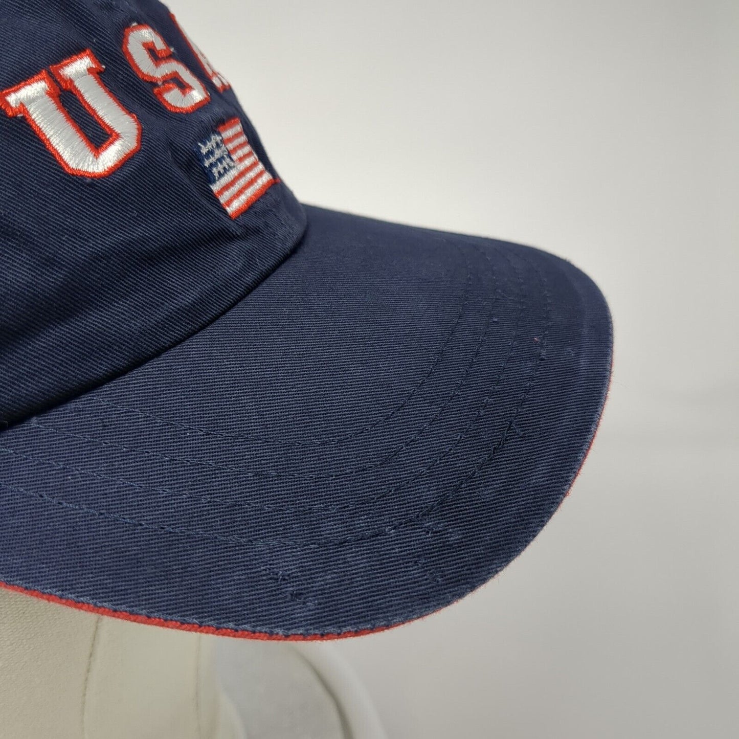 USA Flag 2001 Slideback Hat Blue One Size Solid Adjustable Embroidered