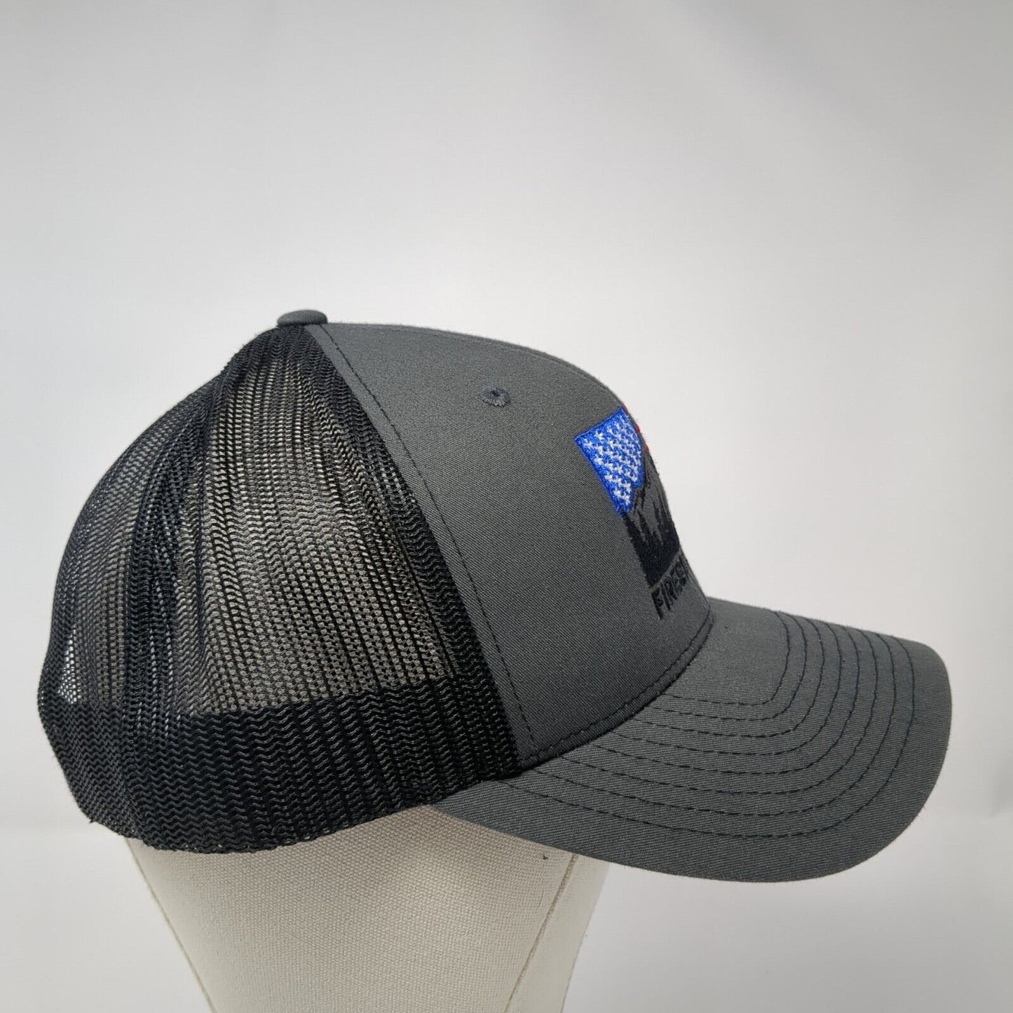 Fireside Pine USA Flag Snapback Trucker Hat Gray One Size Mesh Back