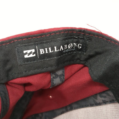 Billabong Snapback Hat Red One Size Adjustable Embroidered Vented Holes 6 Panel
