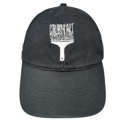 Unbranded Strapback Hat Black One Size Embroidered Logo Brush 6 Panel