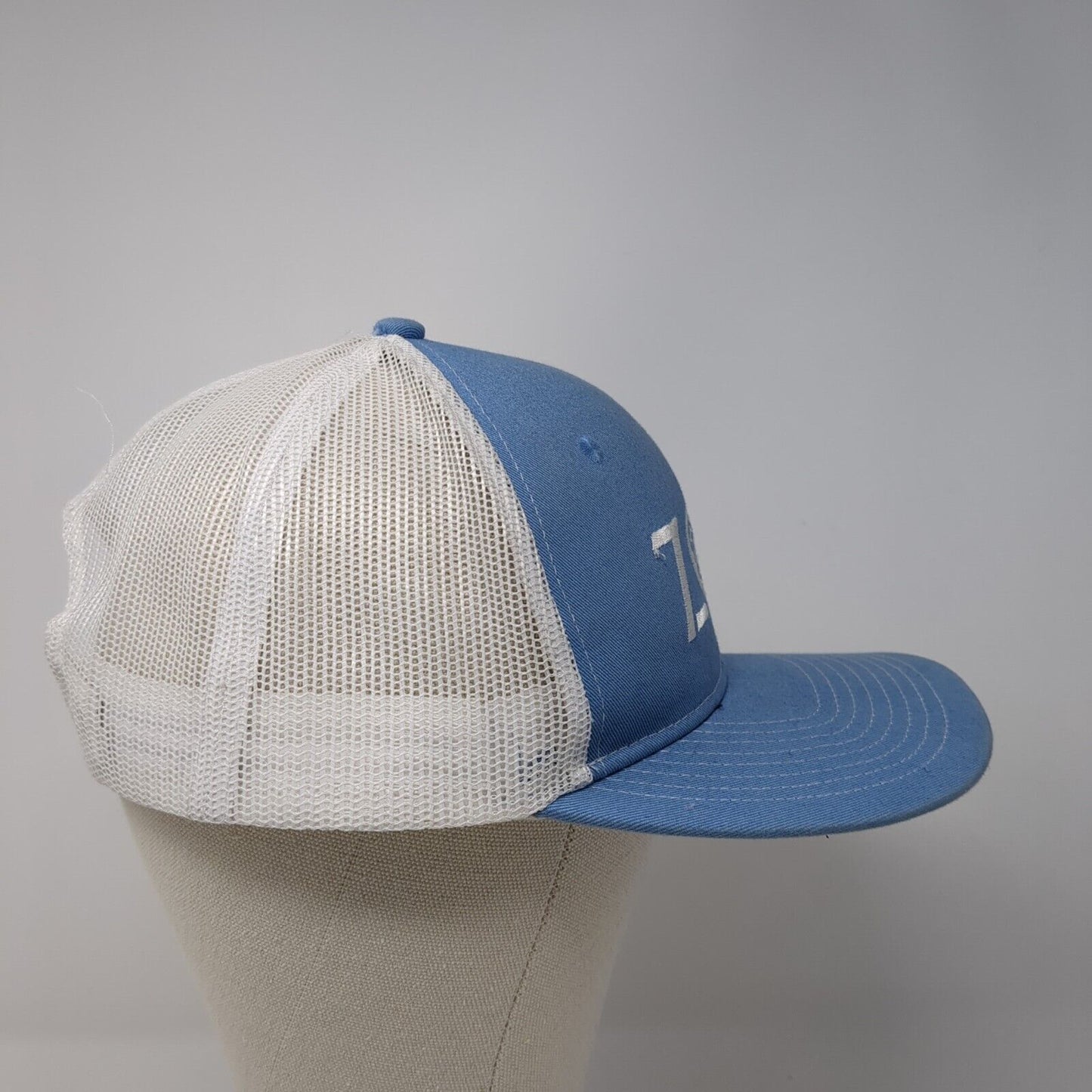 ZOA Energy Snapback Trucker Hat Blue One Size Adjustable Embroidered Mesh Back