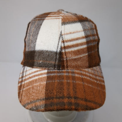 Unbranded Strapback Hat Brown One Size Adjustable Plaid Vented Holes 6 Panel