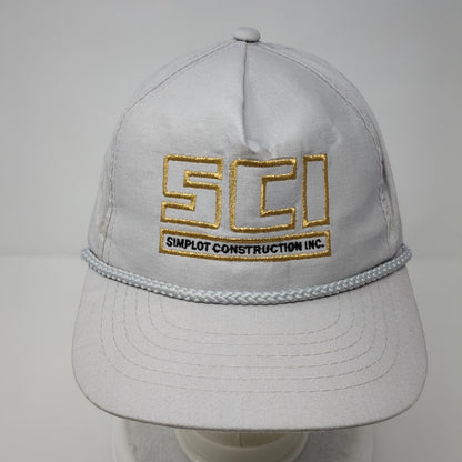 SCI Simplot Construction Inc. Snapback Rope Hat Gray OSFA Embroidered