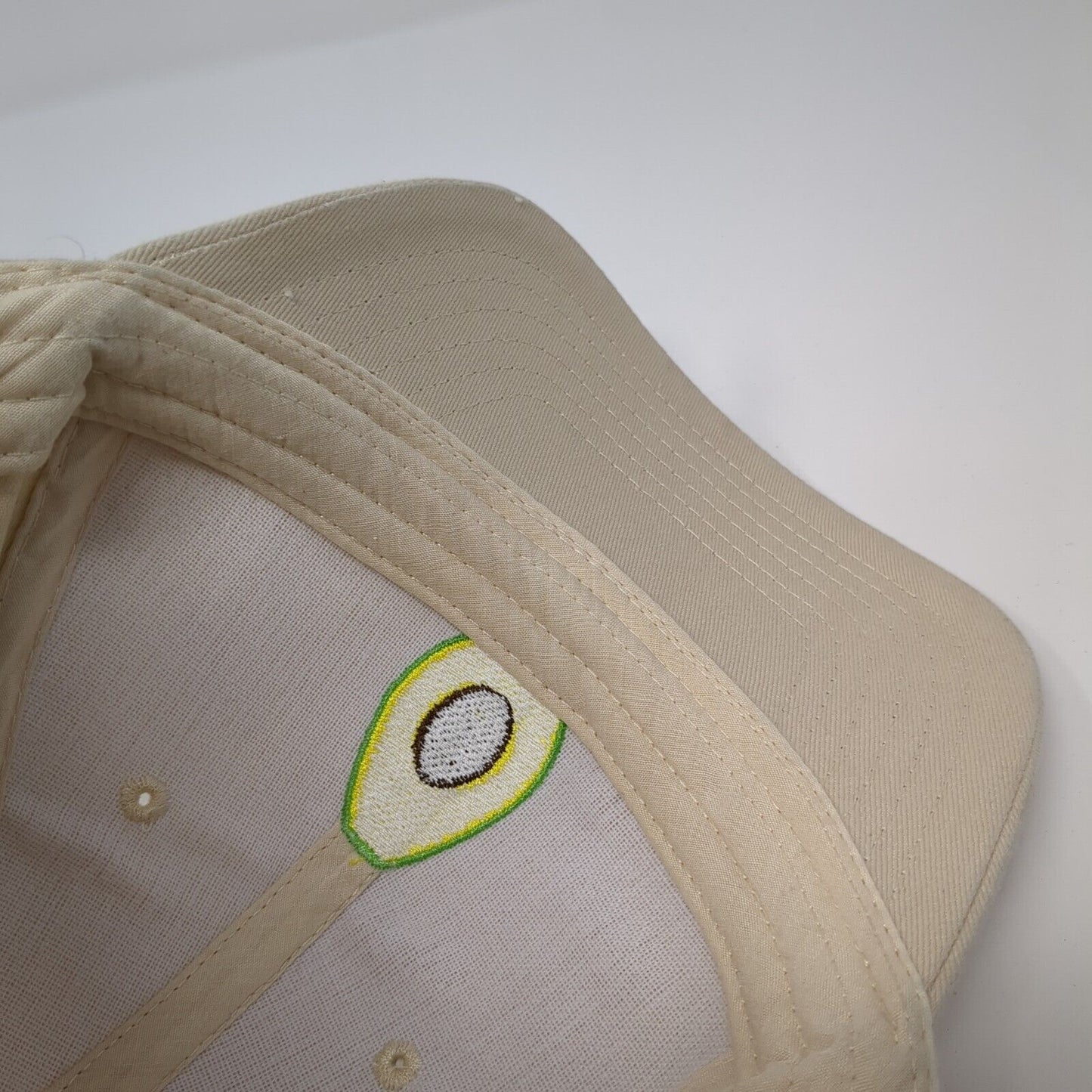 Avocado Strapback Hat Tan One Size Adjustable Embroidered 6 Panel Cotton