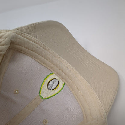 Avocado Strapback Hat Tan One Size Adjustable Embroidered 6 Panel Cotton