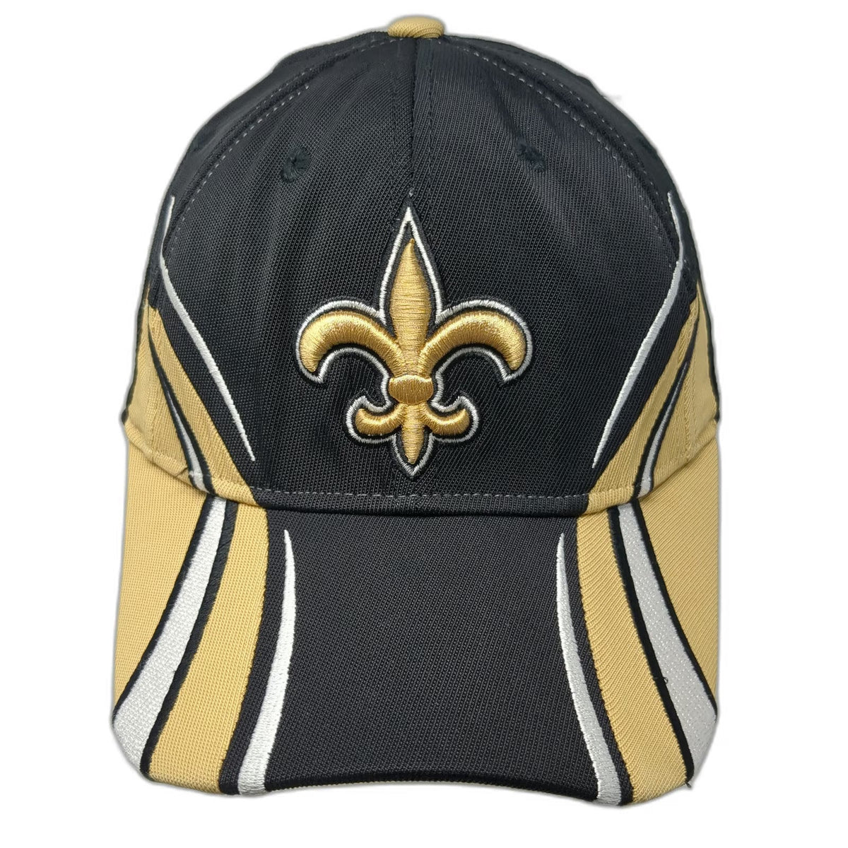 New Orleans Saints NFL Reebok Cap Black Gold White One Size Sideline Stretch Fit