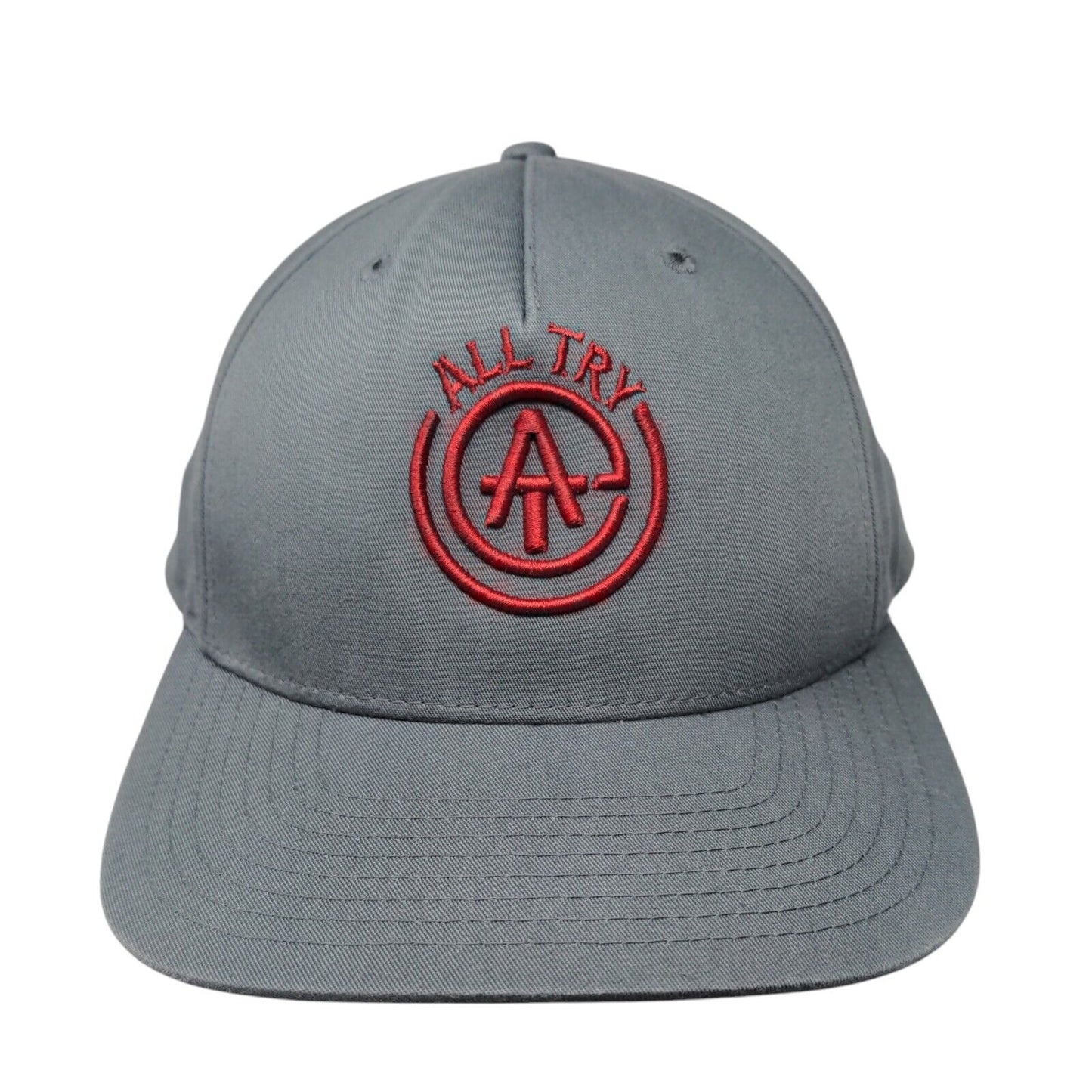All Try Snapback Hat Gray One Size Adjustable Embroidered 6 Panel Richardson