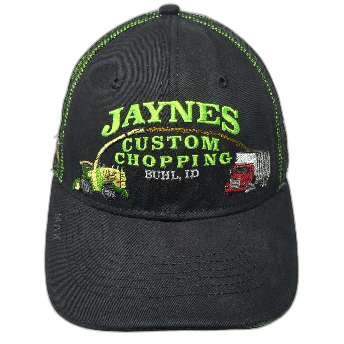 The Max Trucker Hat Black Green One Size Jaynes Custom Chopping Buhl Idaho Ag