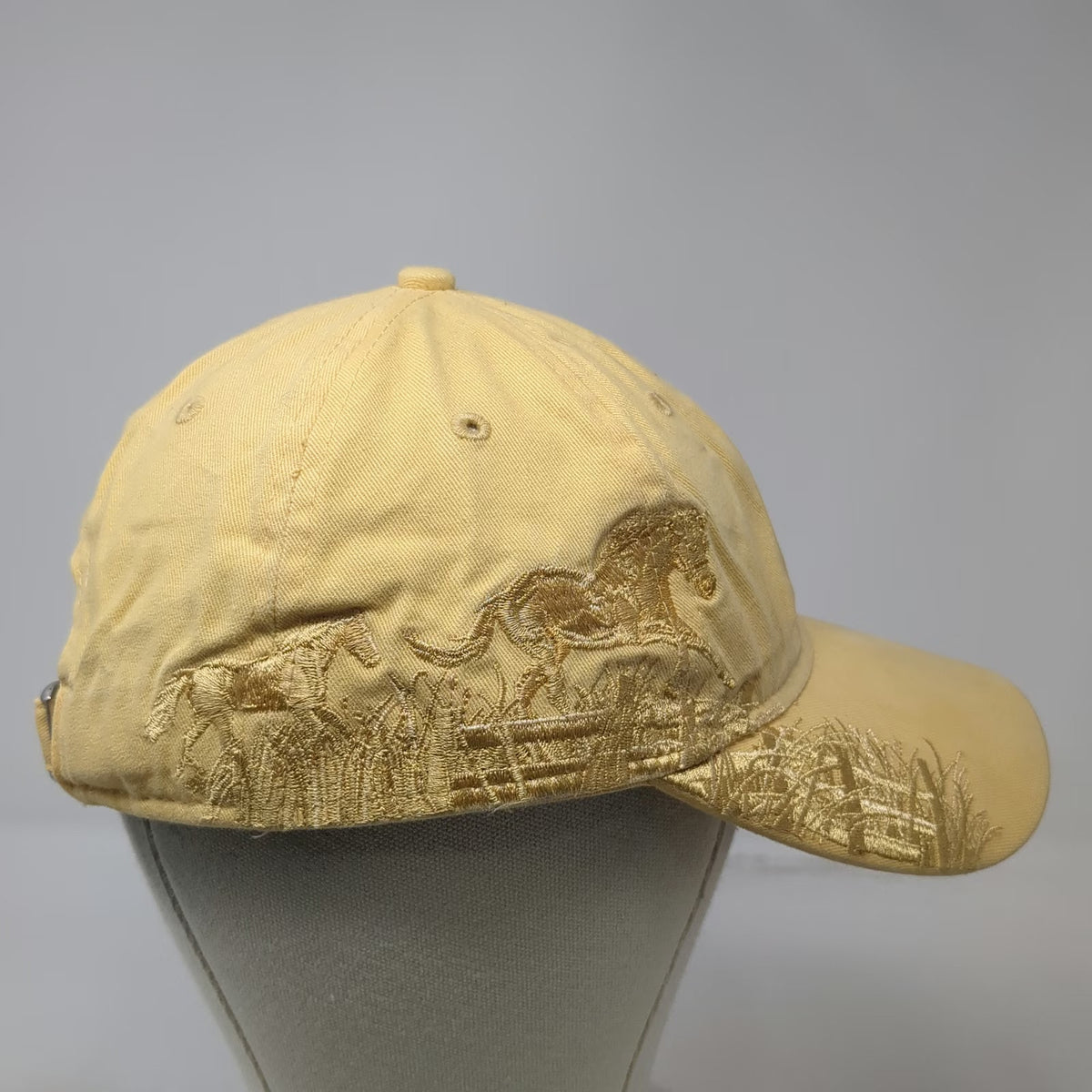 Dri Duck Baseball Cap Yellow One Size Running Horses Embroidery Cotton Hat