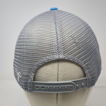 Vie Trucker Hat Blue Gray White One Size Mesh Floral Longhorn Skull Embroidery