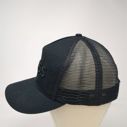 Knoss Performance Trucker Hat Black One Size Snapback 3D Puff Embroidery Mesh
