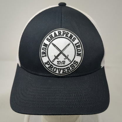 Pacific Headwear Trucker Hat Black White One Size Proverbs 27:17 Crossed Swords