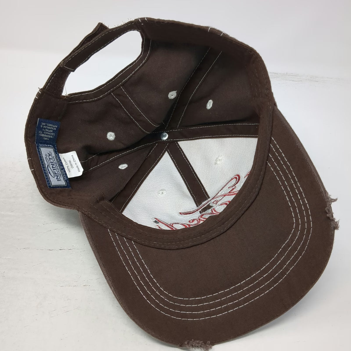 Infinity Headwear Ford Baseball Cap Brown White OSFM Embroidered Logo Stitch Hat