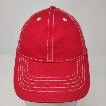 Unbranded Strapback Hat Red OSFM Adjustable Vented Holes 6 Panel Blank