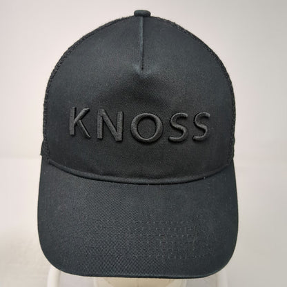 Knoss Performance Trucker Hat Black One Size Snapback 3D Puff Embroidery Mesh