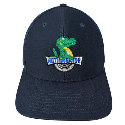 Action Gator Tire And Auto Repair Snapback Trucker Hat Blue One Size