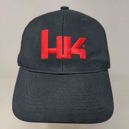 Heckler & Kock Men's Strapback Hat Black Adjustable Embroidered Big Logo Cotton