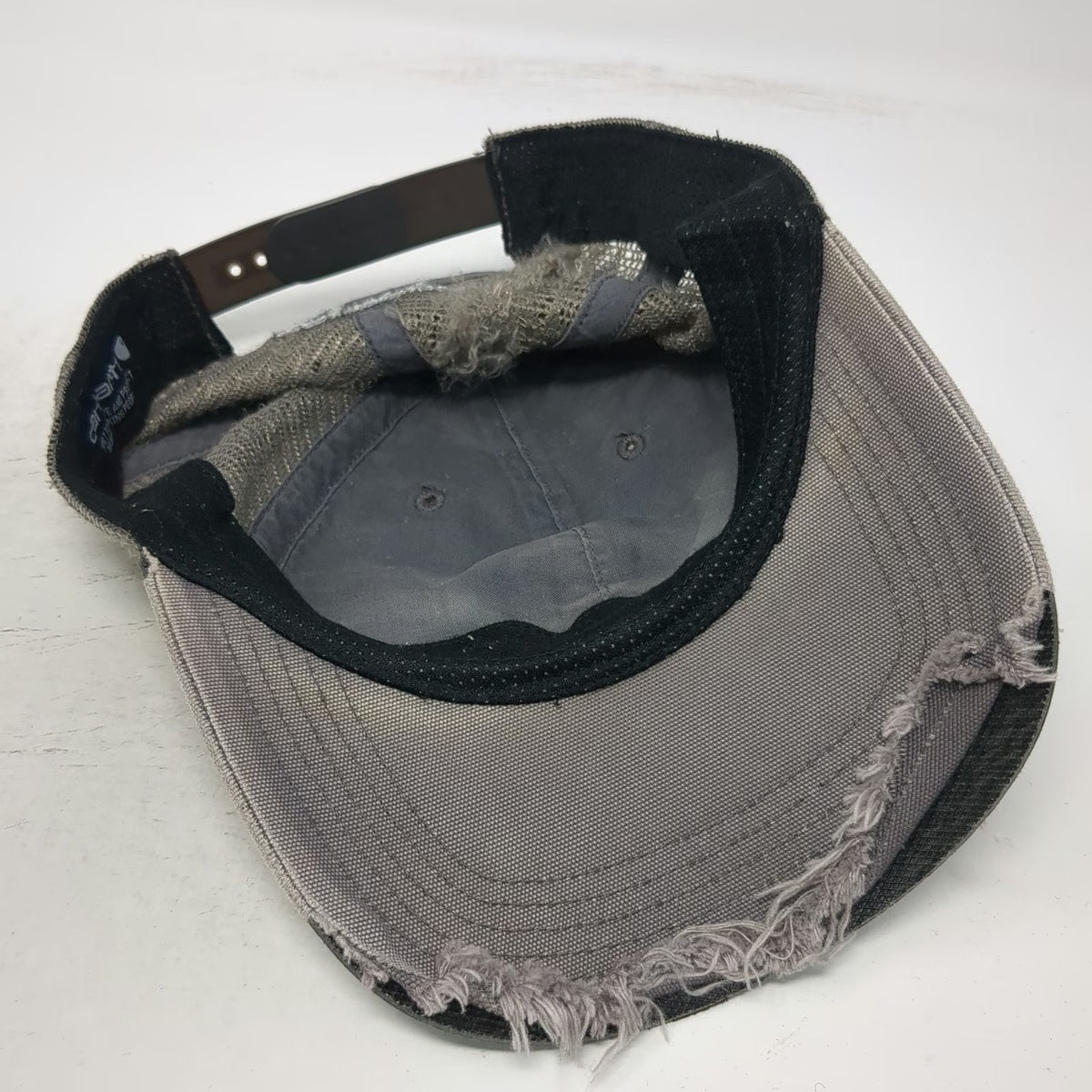 Carhartt Trucker Hat Gray One Size Mesh Back Canvas Patch Snapback Workwear Logo