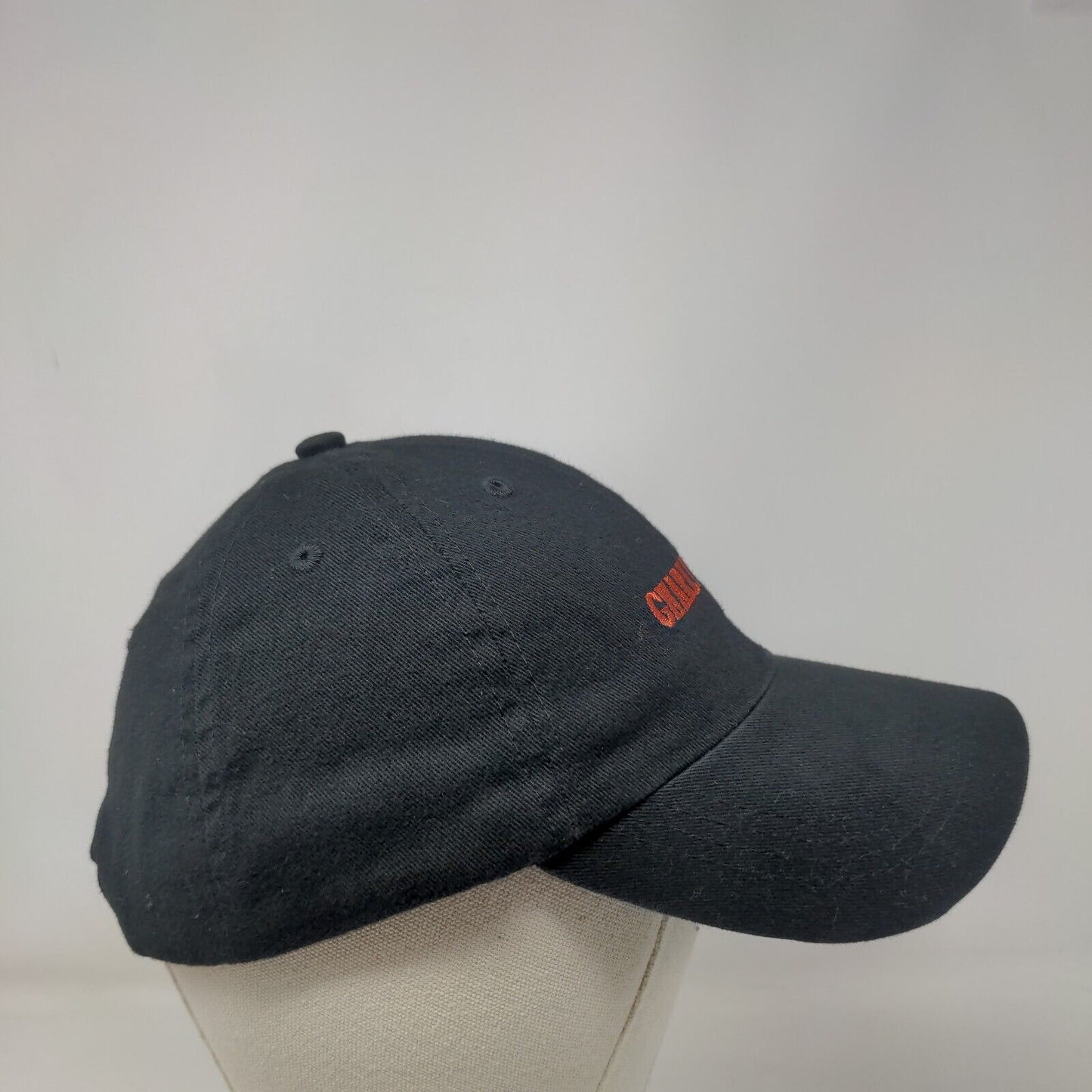 Gnarly Head Strapback Hat Black OSFM Adjustable Embroidered Vented Holes 6 Panel