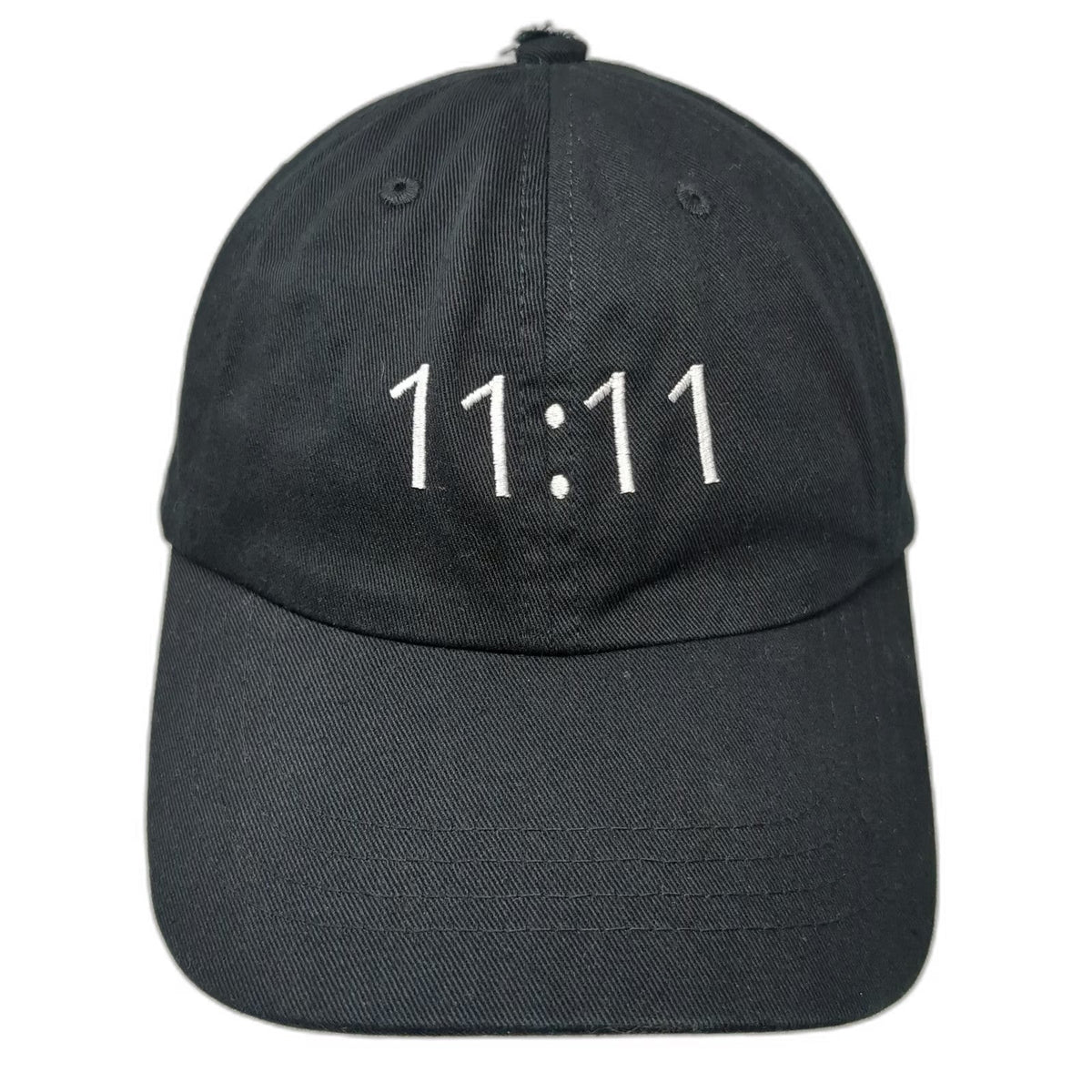 Yupoong Baseball Cap Black One Size 11:11 Embroidery Cotton Adjustable Hat
