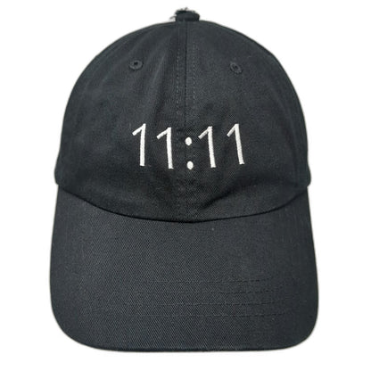 Yupoong Baseball Cap Black One Size 11:11 Embroidery Cotton Adjustable Hat