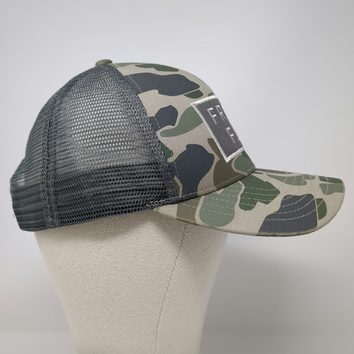 Free Fly Trucker Hat Green Gray Camo OSFM Mesh Snapback Patch Fishing Outdoor