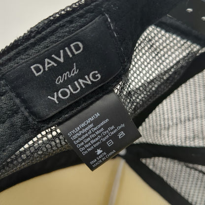 David and Young Trucker Hat Black One Size Green Clover Foam Mesh Snapback