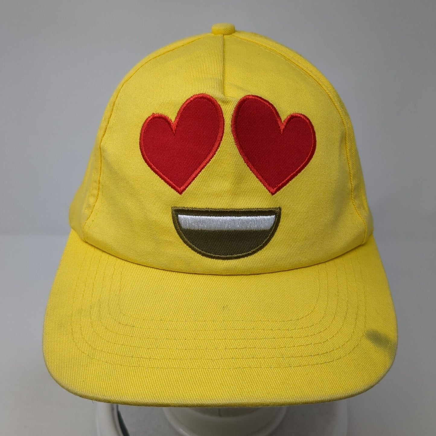 Heart Eyes Emoji Snapback Hat Yellow One Size Adjustable Embroidered