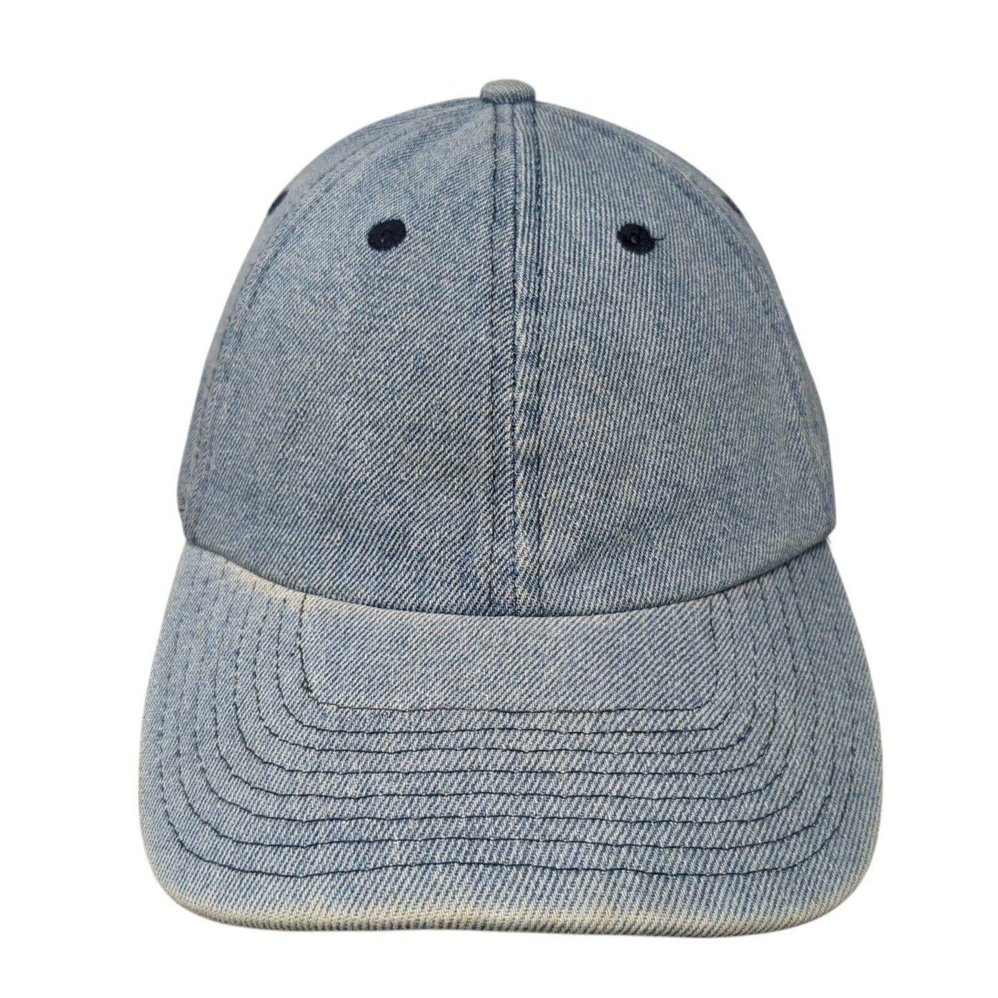 H&M Slideback Hat Blue One Size Adjustable Vented Holes 6 Panel Denim Blank