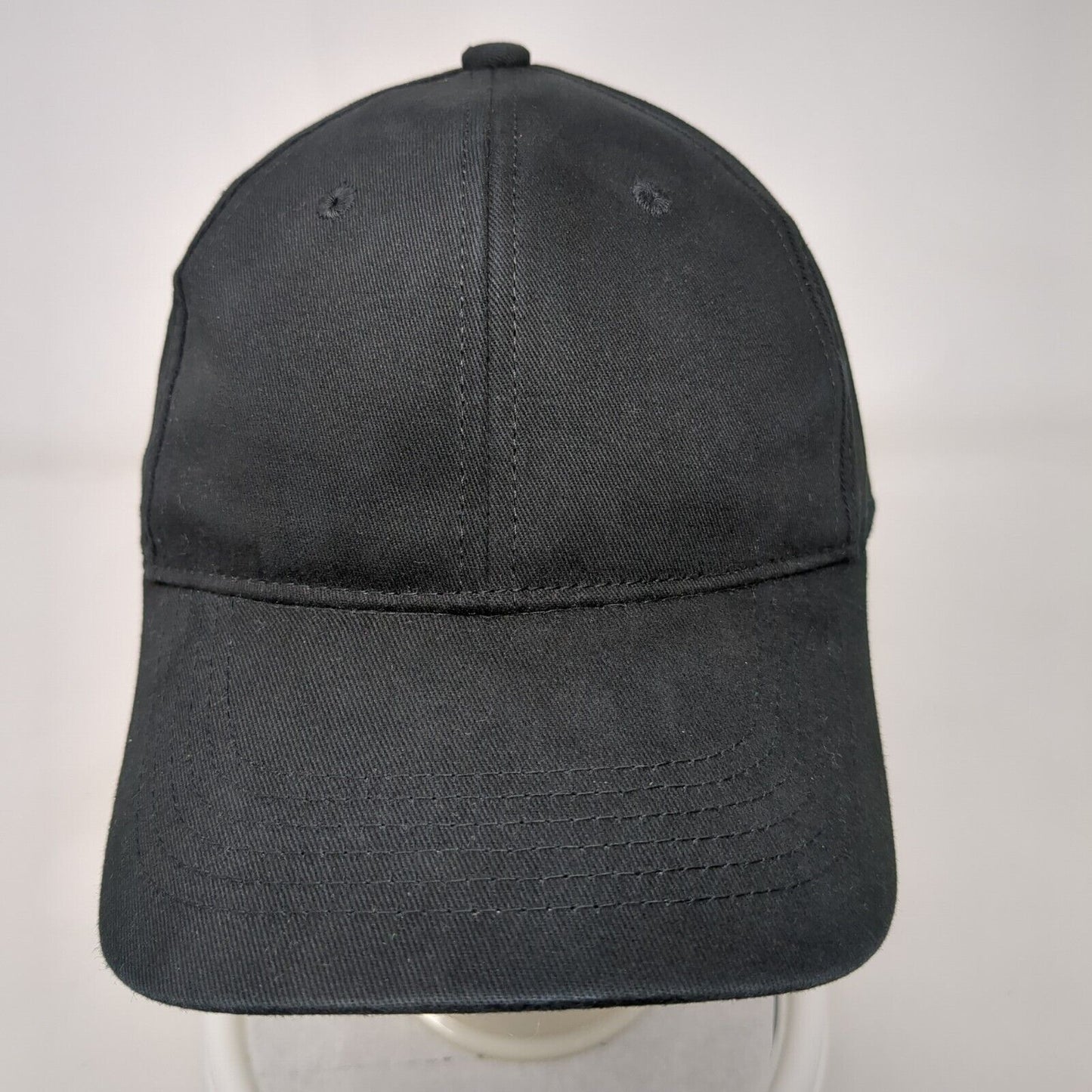 George Strapback Hat Black One Size Adjustable Blank 6 Panel Solid
