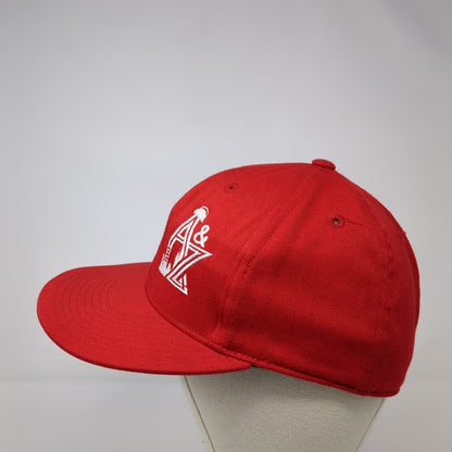 A&Z 210 Fitted Hat Red 6 7/8-7 1/4 Embroidered Vented Holes 6 Panel