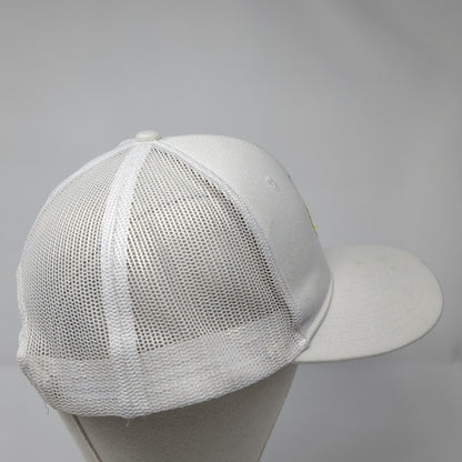 Smiley Crown Snapback Mesh Back Trucker Hat White Cream One Size 6 Panel