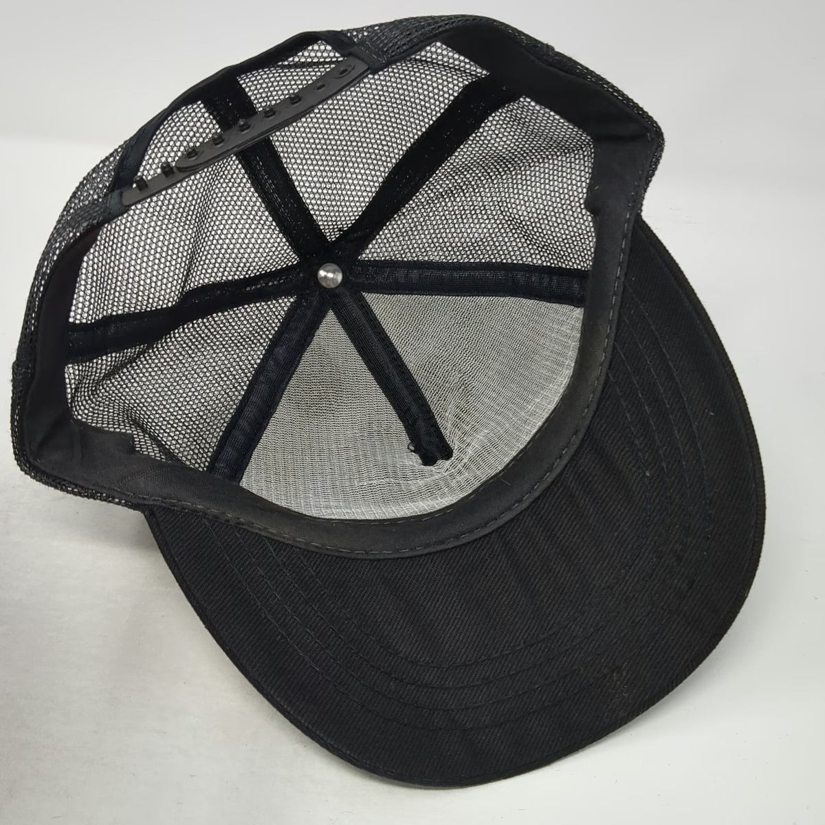 James River Corporation Trucker Hat Black One Size Snapback Mesh Back Logo