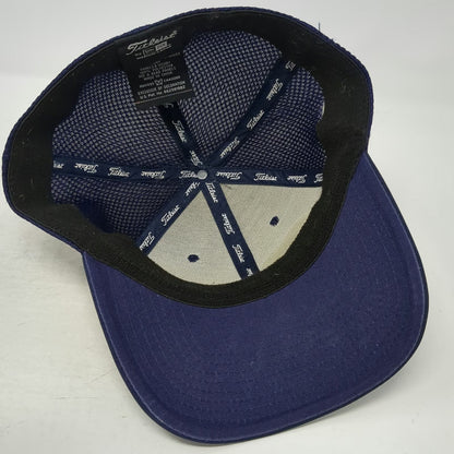 Titleist Baseball Cap Blue L New Era Mesh Back Pro V1 FJ Logo Stretch Fit Hat